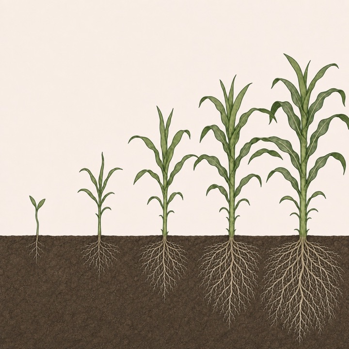 Maize canopy and root development simulated by AquaCrop from emergence to maturity
