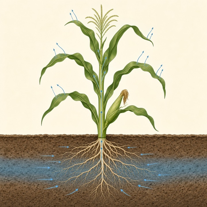 Crop transpiration and root water uptake represented in the AquaCrop model